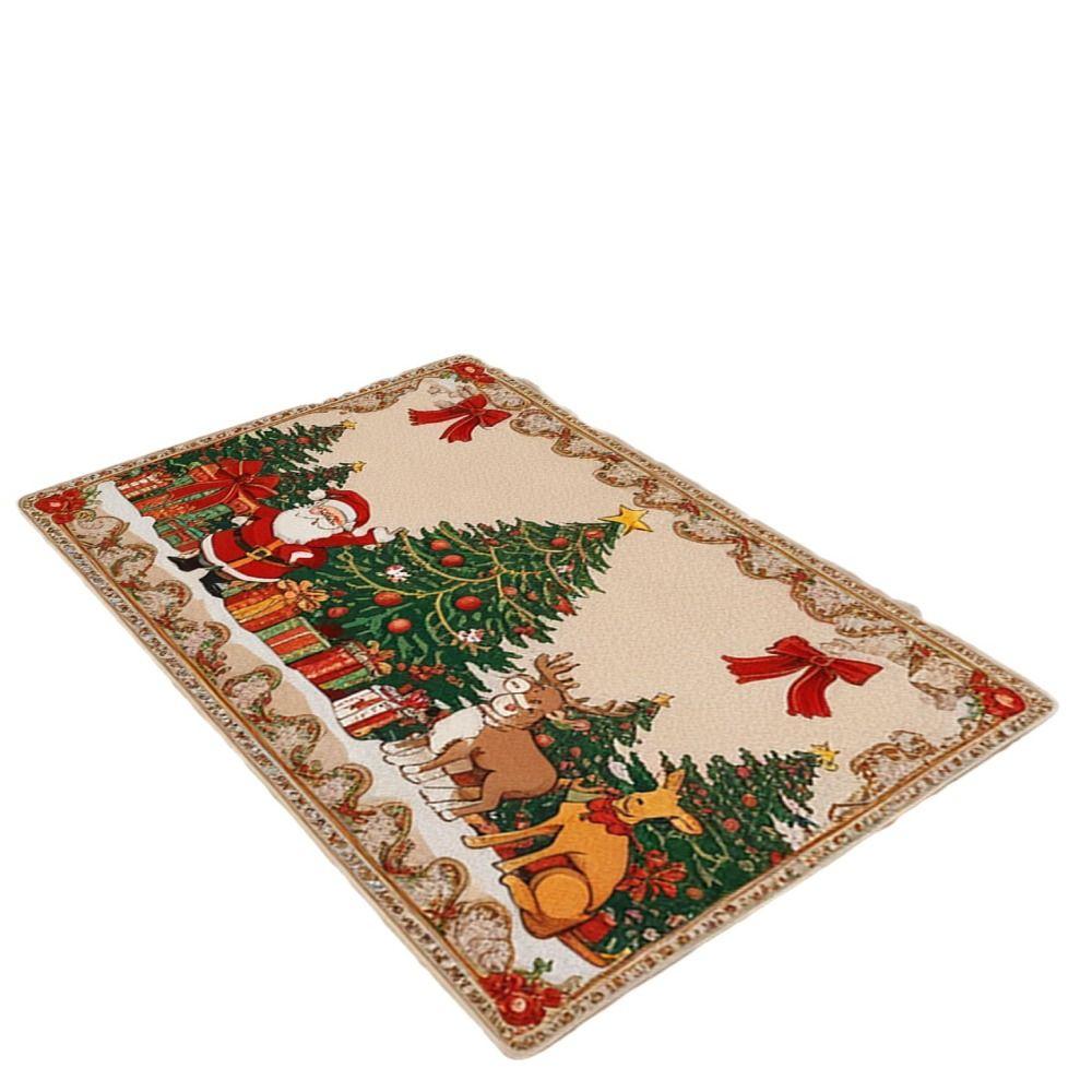New Polyester Christmas Mat Non-Slip Santa Claus Outdoor Carpet Printed Xmas Doormat Living Room
