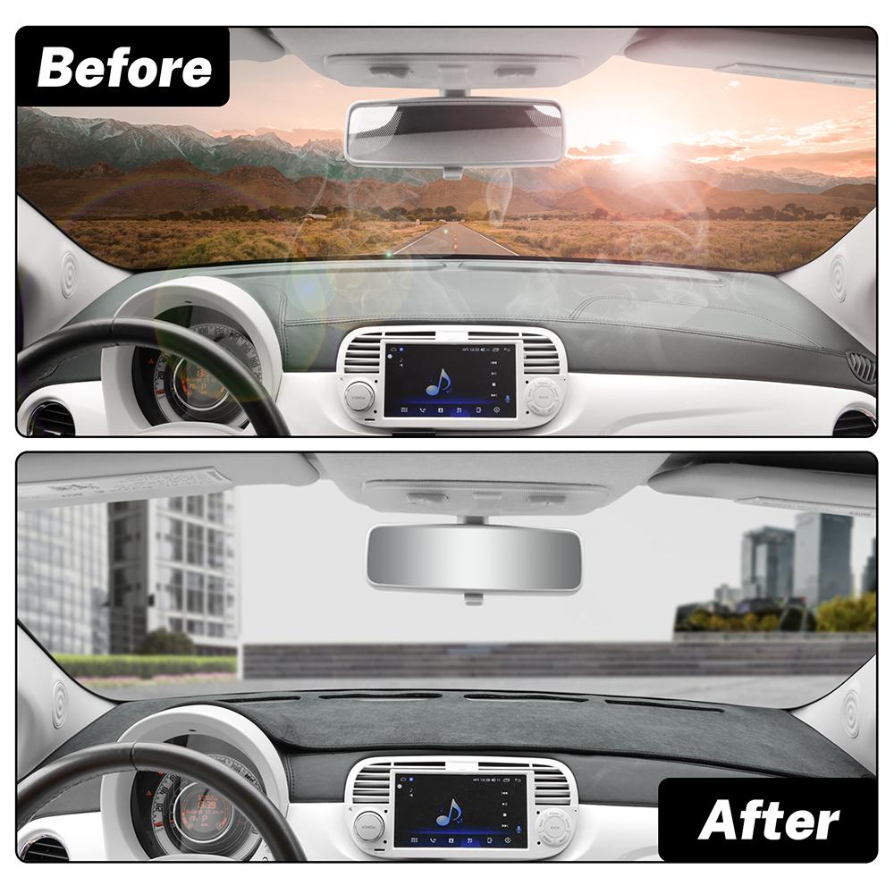 Flanell Armaturenbrettabdeckung für Fiat 500 2008-2025 Abarth 595 2012 2013 2014 2015 2016 2017 2018 2019 2020 2025-2025 Sonnenschutz Matte Teppich Pad