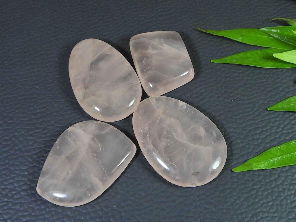 195Cts. Rose Quartz Fancy Crystal Cabochon Loose Gemstone 6Pcs Lot 28-37MM RQ-2878