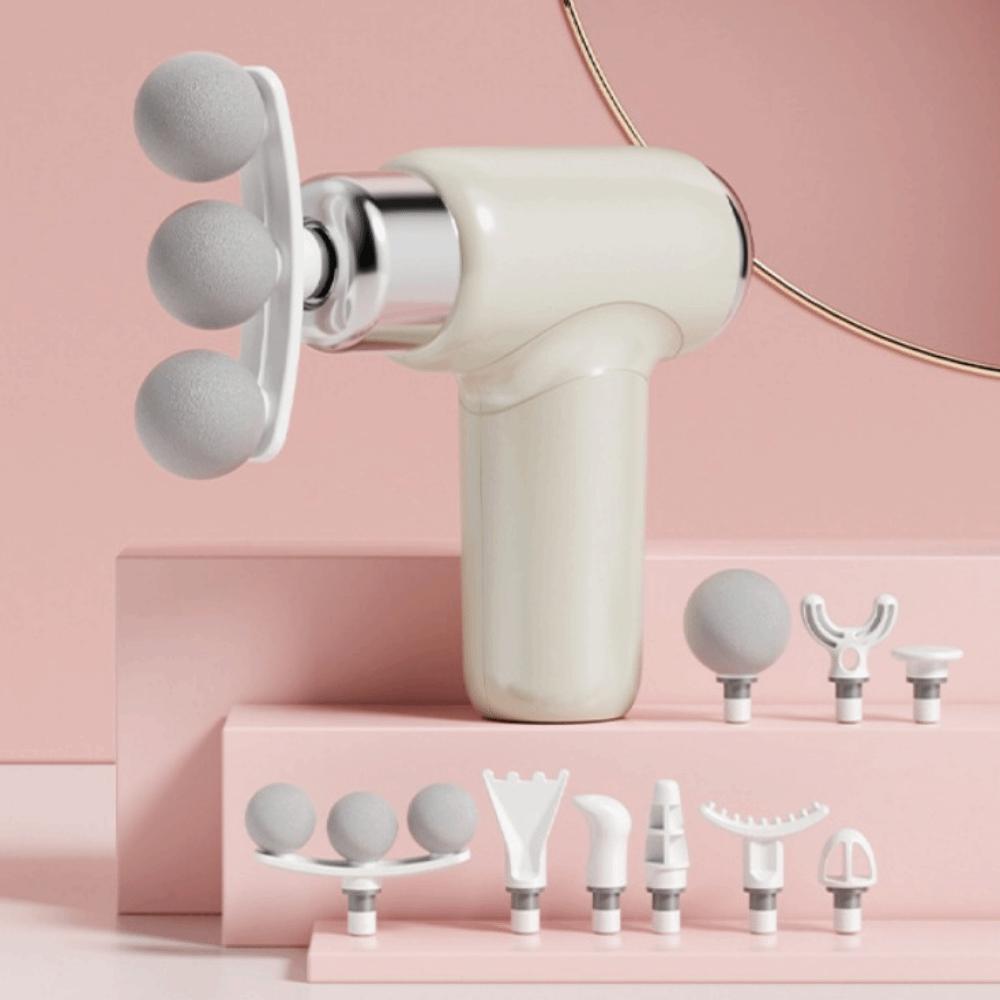 Compact Size Mini Electric Fascia Massager 9 Replaceable Head Fascia Machine Massager Post-Workout