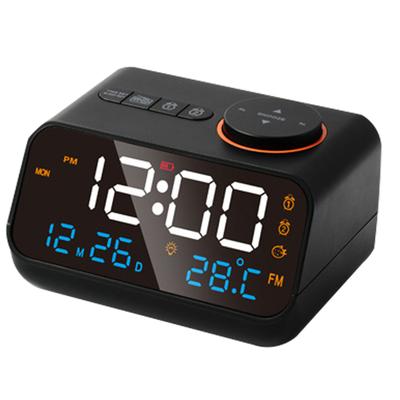 Budík Rádio Multifunkční LED Hudba Časování Dobíjecí FM Rádio Budík pro Domov Černý