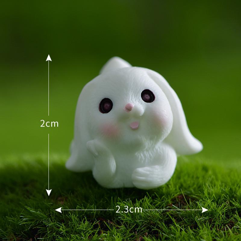 Resin Rabbit White Figurines Toy Model Desktop Car Decoration Accessories Gift