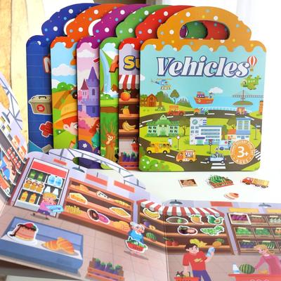 Libro de Pegatinas Reutilizables Silencioso Portátil para Niños Bricolaje Pegatinas de Gelatina Ocupadas Pegatinas de Burbujas Multiescena Juguetes para Aprendizaje Divertido