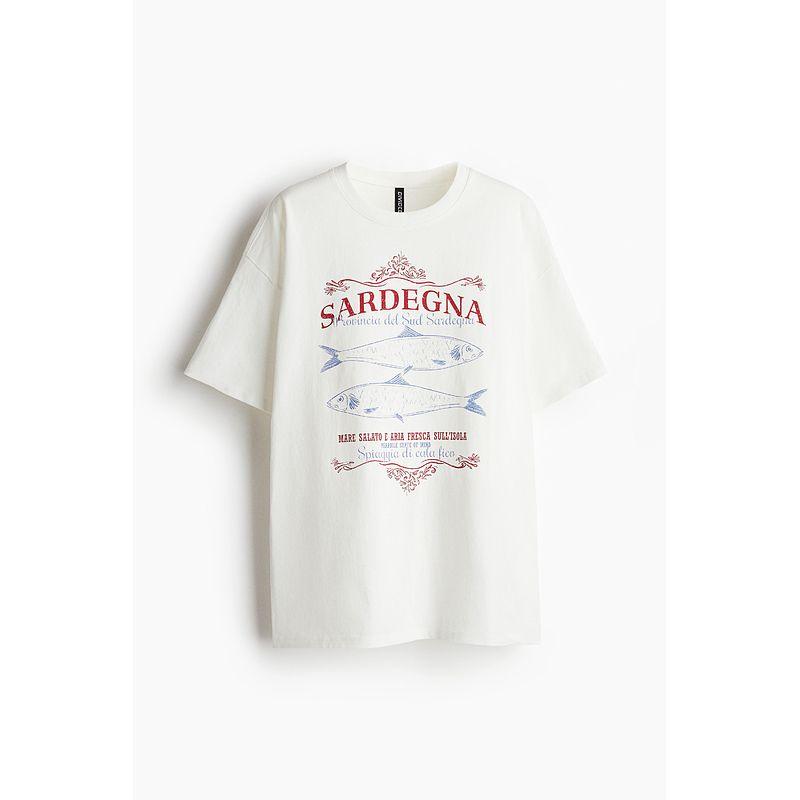 

HM Women s t-shirt 2025 Summer New Fashion Simple Trendy Casual Large Profile Print T-shirt 1296379