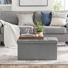 Ottoman with Storage, Space Saving, Light Gray 76 X 38 X 38 Cm Linen Fabric