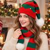 Soft Plush Headwear Christmas Elf Hat with Fur Ball, Santa Knit Hat, Festival Decoration Gifts Red And Green Party Costume Accessories for Adults Kids