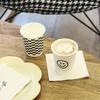 Yicang Disposable 250ml Smiley Face Cups with Black Coffee Lids, 100 Sets