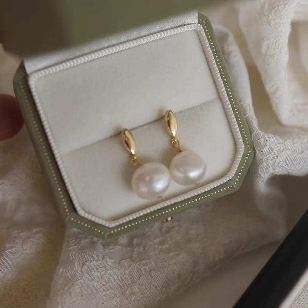 Pendler Vielseitig Süß, Natürliche Barockperlenohrringe Silberne Nadeln Tägliche Einfache Barockstil-Ohrringe