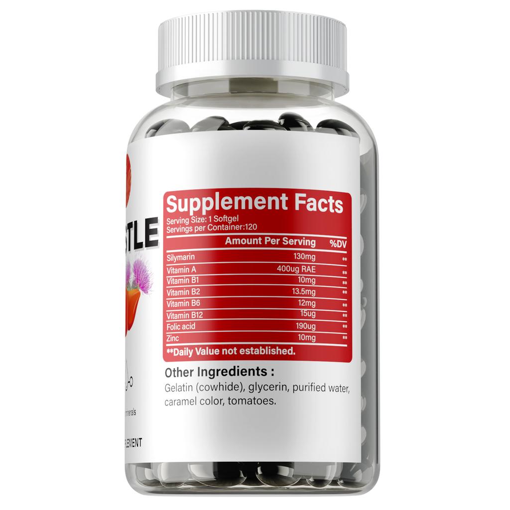 Milk Thistle Complex Soft Capsules, Milk Thistle Extract, Suitable for Adults, Nutritional Supplement