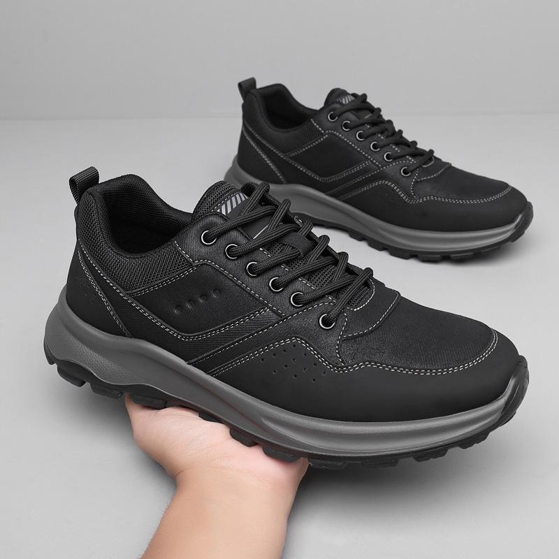 Men's Shoes Autumn and Winter Men's Outdoor Sports Casual Leather Shoes Men's Soft-soled Mountaineering Middle-aged Dad Shoes