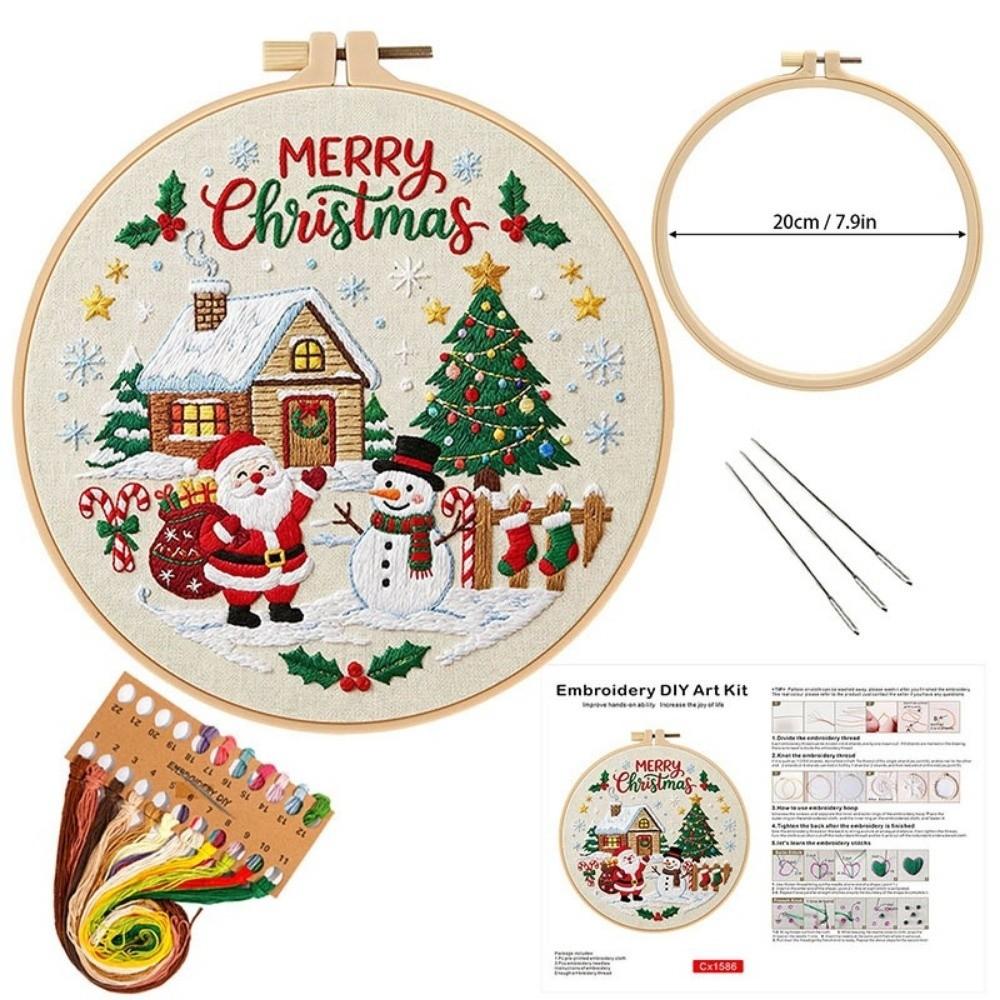 Ball Bell Cross Stitch Set Santa Claus DIY Embroidery Kit Xmas Embroidery Craft Set Adults