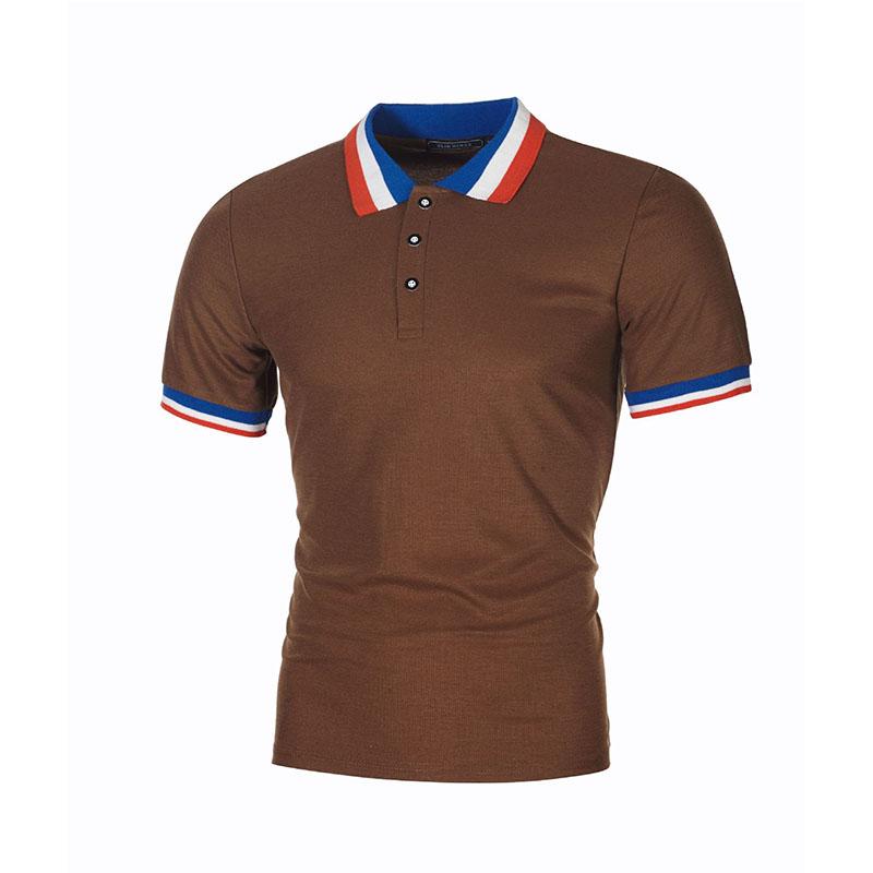 Summer Men's Simple Rib Color Block Casual Men's Lapel Short-sleeved Polo Shirt