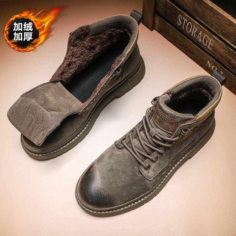 

2025 осень новые мужские туфли европейский и американский стиль высокие ботинки Мартина модные трендовые повседневные туфли удобные рабочие ботинки 44