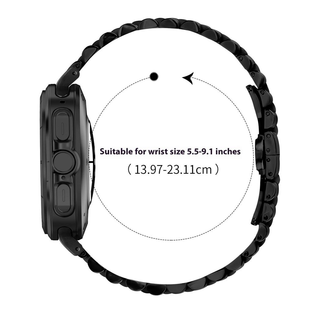 For Samsung Galaxy Watch Ultra 47mm Wrist Band 5-Bead Stainless Steel Butterfly Clasp Watch Strap