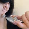 2025 Popular Opal Flower Ear Buckle Women's Exquisite Earrings Asymmetrical Ears