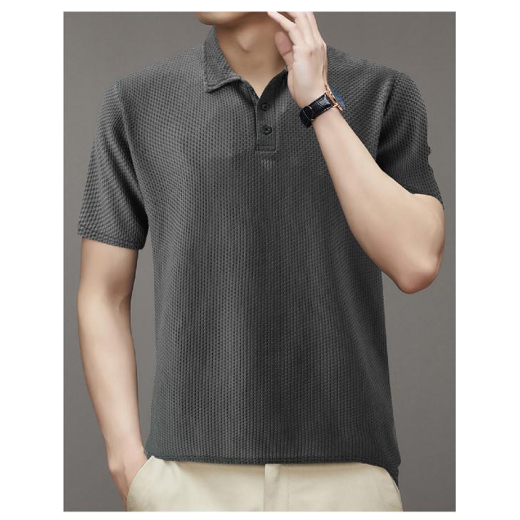 

Летняя новая быстросохнущая рубашка поло с лацканами и карманом на пуговицах для мужчин, спортивная рубашка поло для фитнеса и повседневной работы, облегающая рубашка XXXL темно-серого