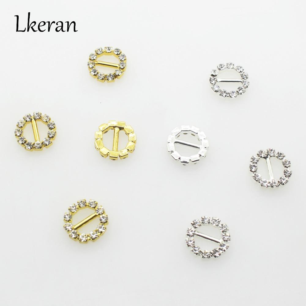 New 12mm (Inner Bar 8mm) 10Pcs/Lot Round Crystal Rhinestone Buckle Invitation Ribbon Slider For Wedding Silver Accessories серебряный