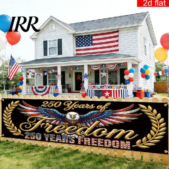 Independence Day Decor 250th Anniversary Banner 6.5x1.5ft 250 Years of Freedom American Patriotic Decoration 1776-2026 Outdoor Party USA Porch