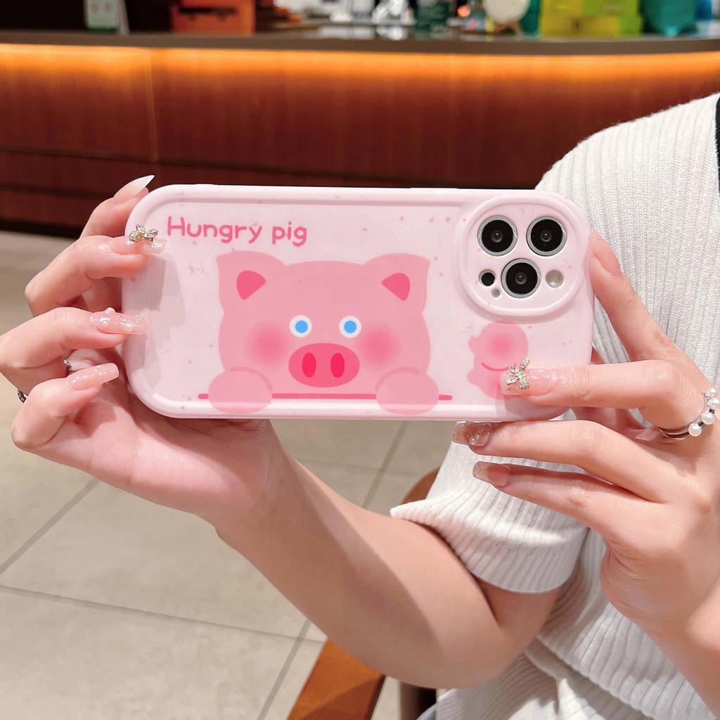 Pink Pig Peach Imd Silicone Soft Capa For Iphone 11 Xsmax 12 Pro Max 13 Promax X Xr Shockproof Couple Cute Cartoon Phone Case