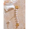 Yhpup Trendy Simulated Pearls Bead Chain Pendant Shell Zircon Necklace 18K PVD Plated High Quality Fashion Summer Jewelry
