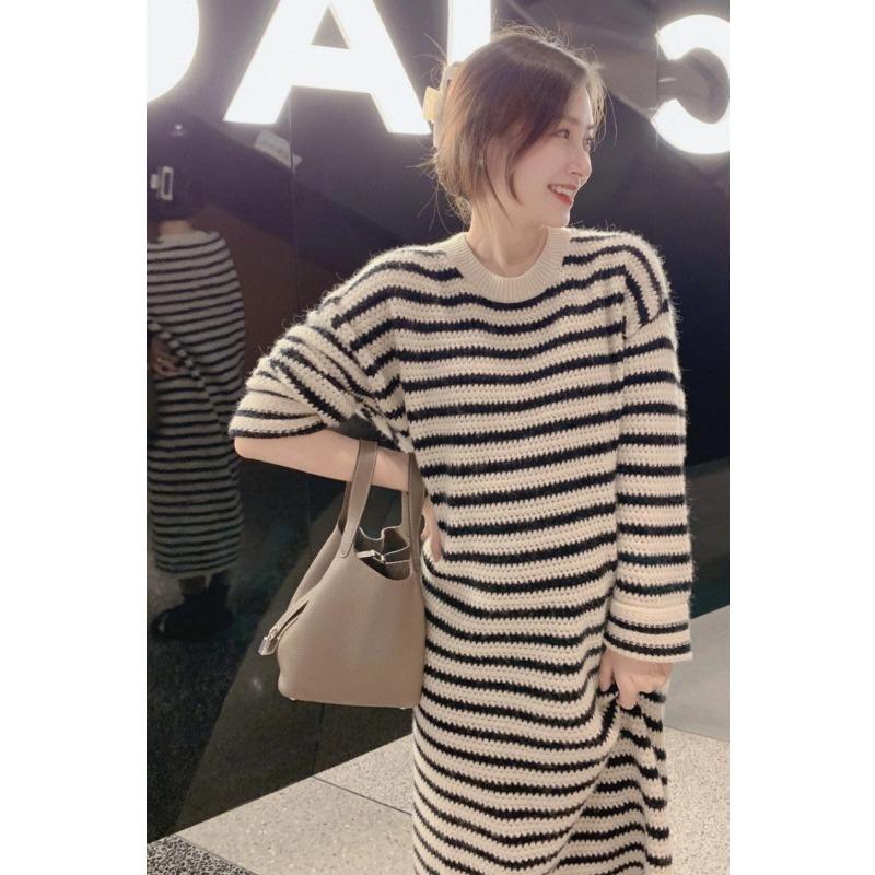 High-end Small Sweater Medium and Long Gentle Sweater Knitted Primer Dress Women's Winter