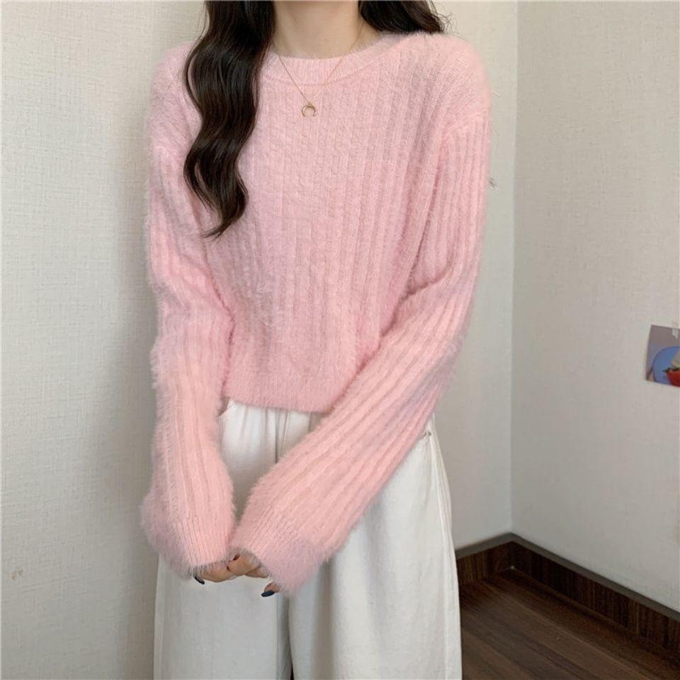 Early Spring Mink Sweater for Women Autumn and Winter Short Thickened Warm Pullover Sweater Ins Jumpers