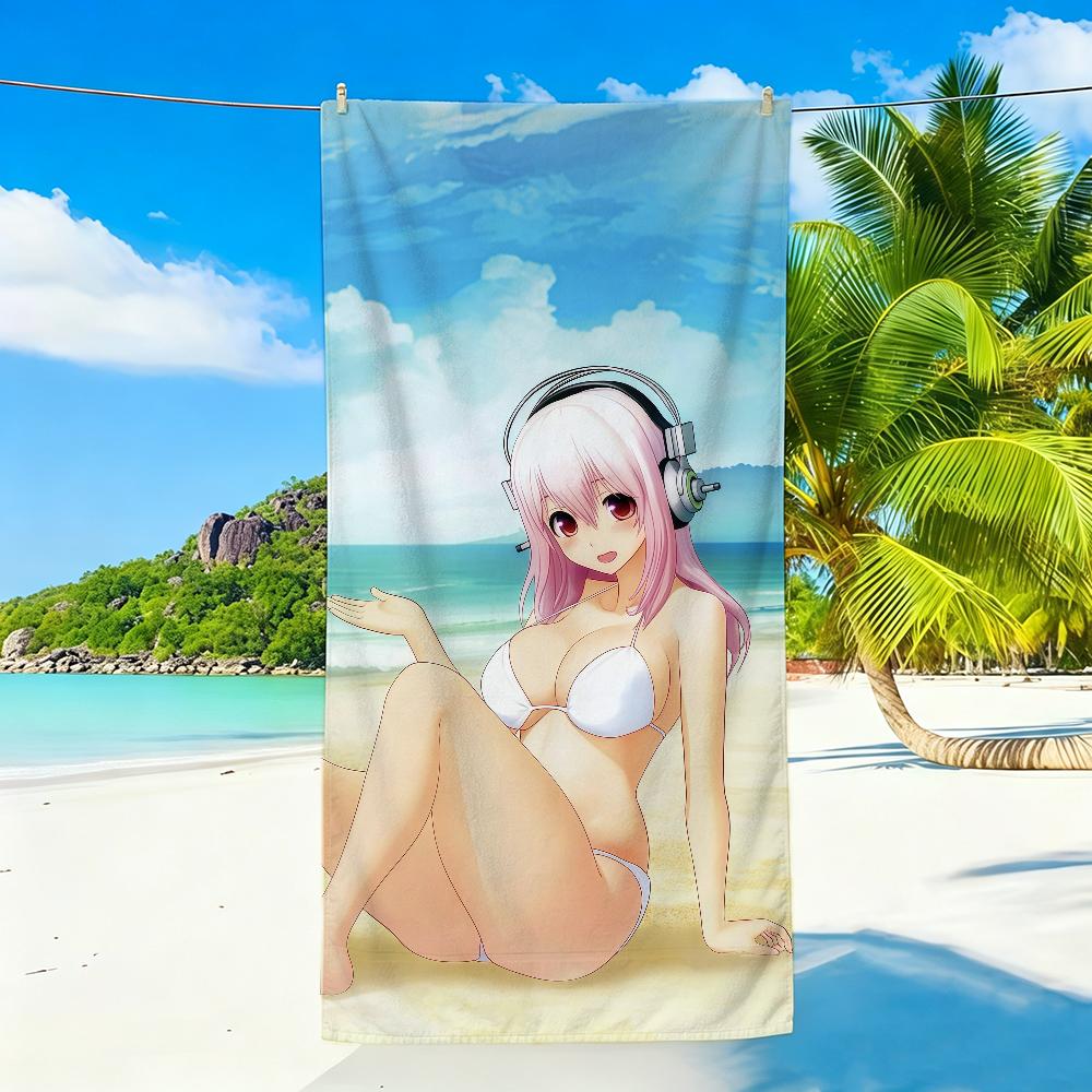 Cute Super Sonico Towel Sports Quick Dry Travel Camping Sandproof Soft Light Large Beach Towel