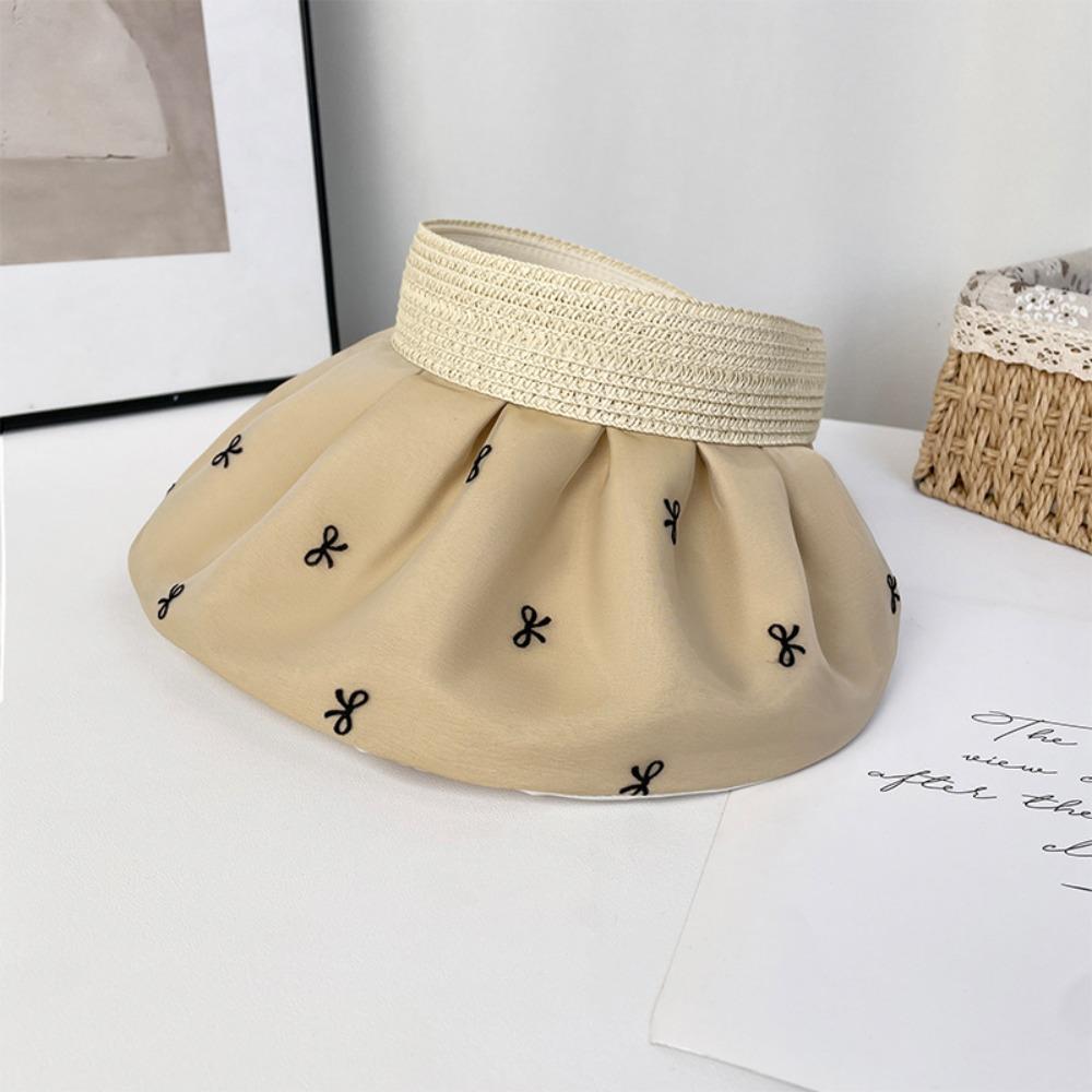 

UV Protection Sun Visor Hat Empty Top Bucket Hat Fashion Women s Bow Sun Hat Summer Outdoor хакі