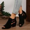Fashion 2025 Women Sandals  Chunky High Heels Soild Gladiator Open Peep Toe Women Black Shoes Buckle Back Zipper Sandalias De Mujer