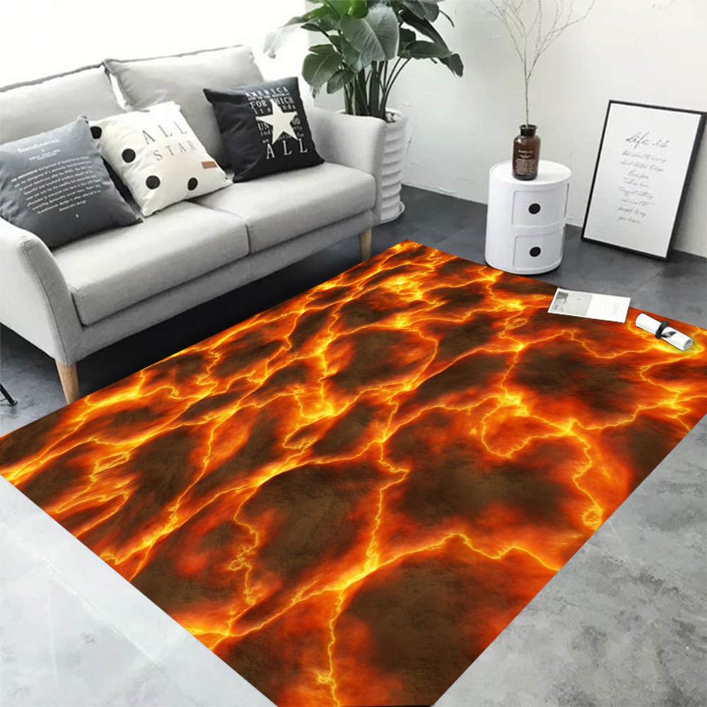 3D Volcano Lava Magma Rugs Carpet for Bedroom Decor Living Room Large Area Rugs Bedside Non-slip Floor Mat Home Entrance Doormat