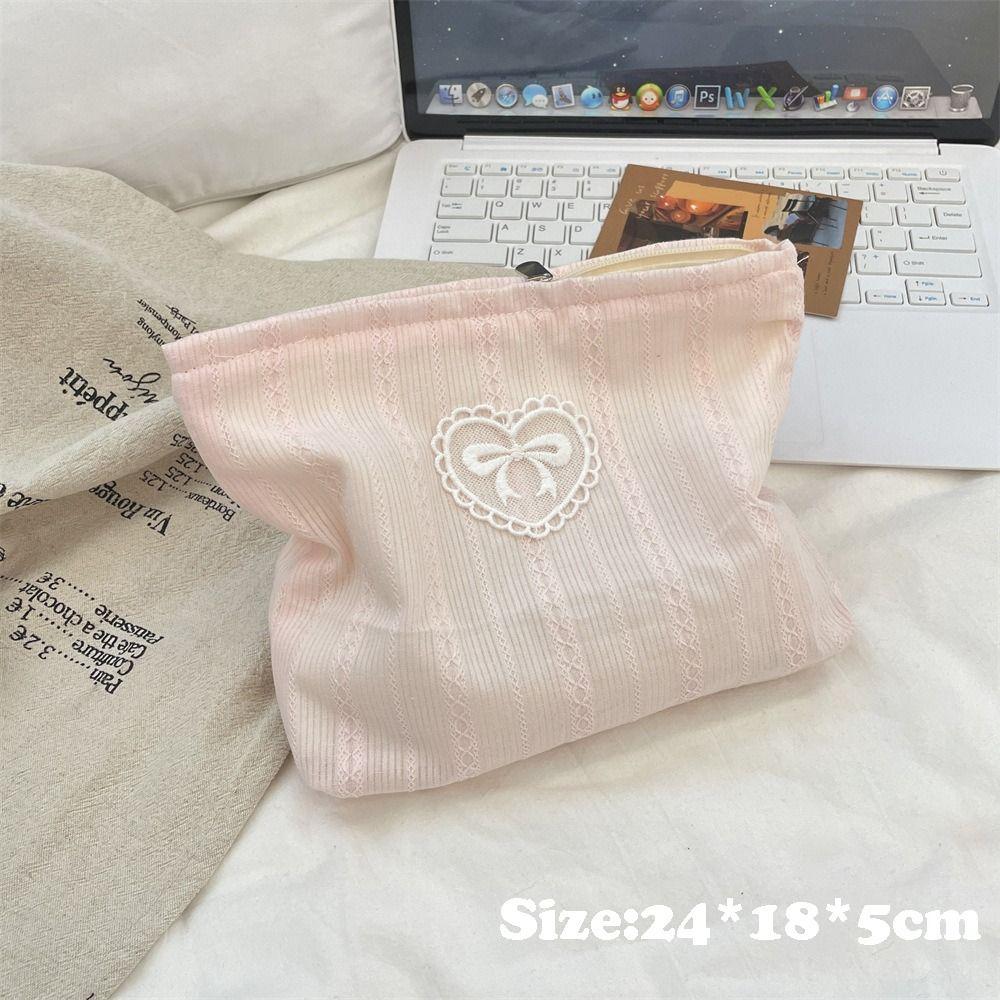 Fashion Candy Color Makeup Bag Bowknot Multifunctional Cosmetic Pouch Large Capacity Stationery Bag Travel