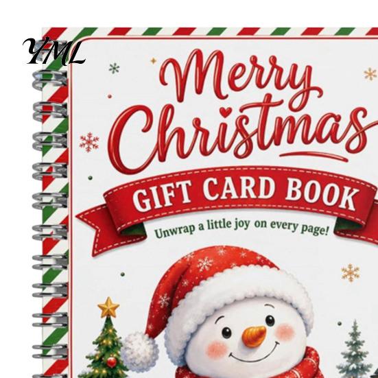 Carpeta de Regalo de Dinero de Temporada Tarjeta de Navidad Holográfica Libro, 7x5 Encuadernación en Espiral Folleto de Recuerdo Festivo, Portador de 10 Páginas Saludo Bolder DIY para