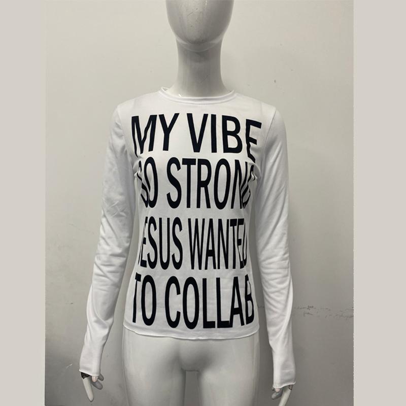 Long sleeved shirt with letter print on both sides in Europe and America