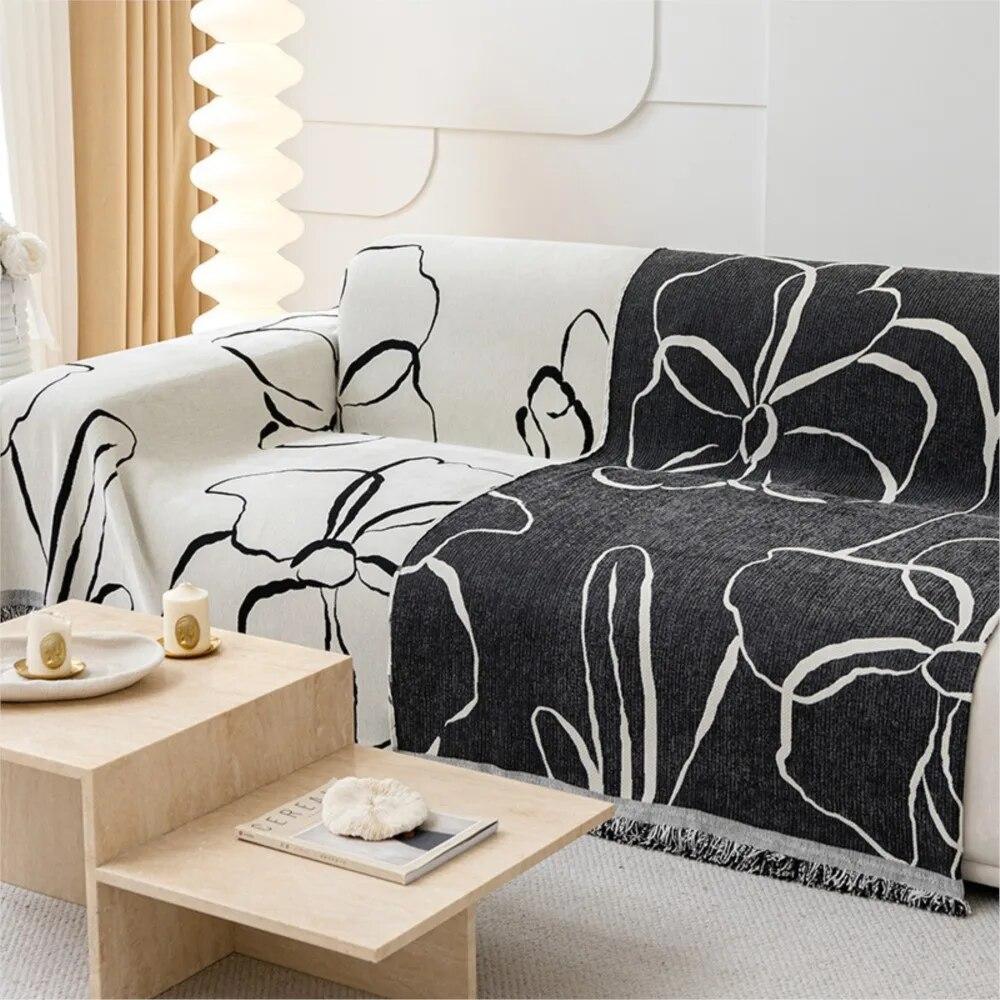 Floral Chenille Sofa Cover Modern Couch Blanket Universal Slipcover for Living Room Decor 1/2/3/4 Seats