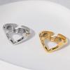 European and American Titanium Steel Ring Women's Heart-shaped Niche Simple Non-fading Open Ring
