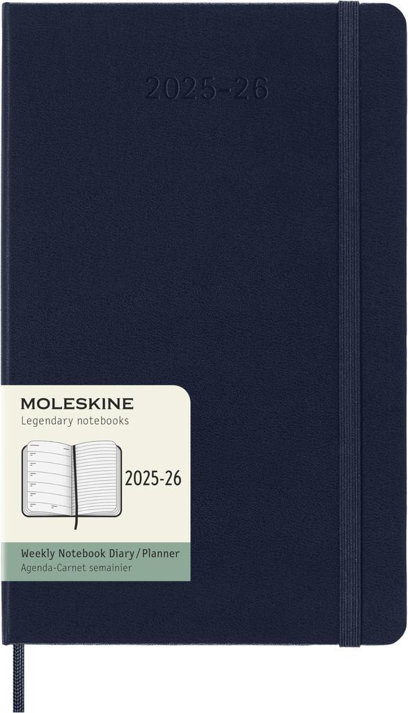Moleskine Notebook 2025 Starting July 18 Months Weekly Diary Large Size 13cm X Height Hard Cover Sapphire Blue DHB2018WN3Y26 (Width 21cm)