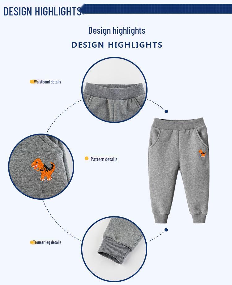 Autumn 2024 Korean-Style Fleece Sports Pants for Boys: Children's Long Pants