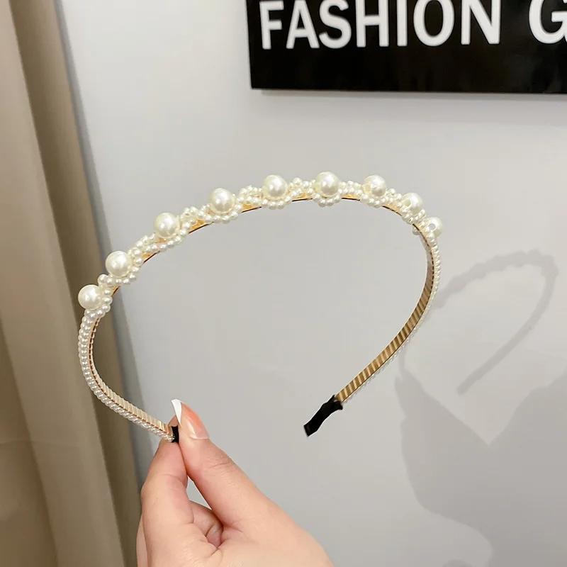 Mode Full Pärla Hårband Elegant Enkelt Blomma Kvinnor Hårbygel Band Pannband Infattning Flickor Håraccessoarer Huvudsmycke