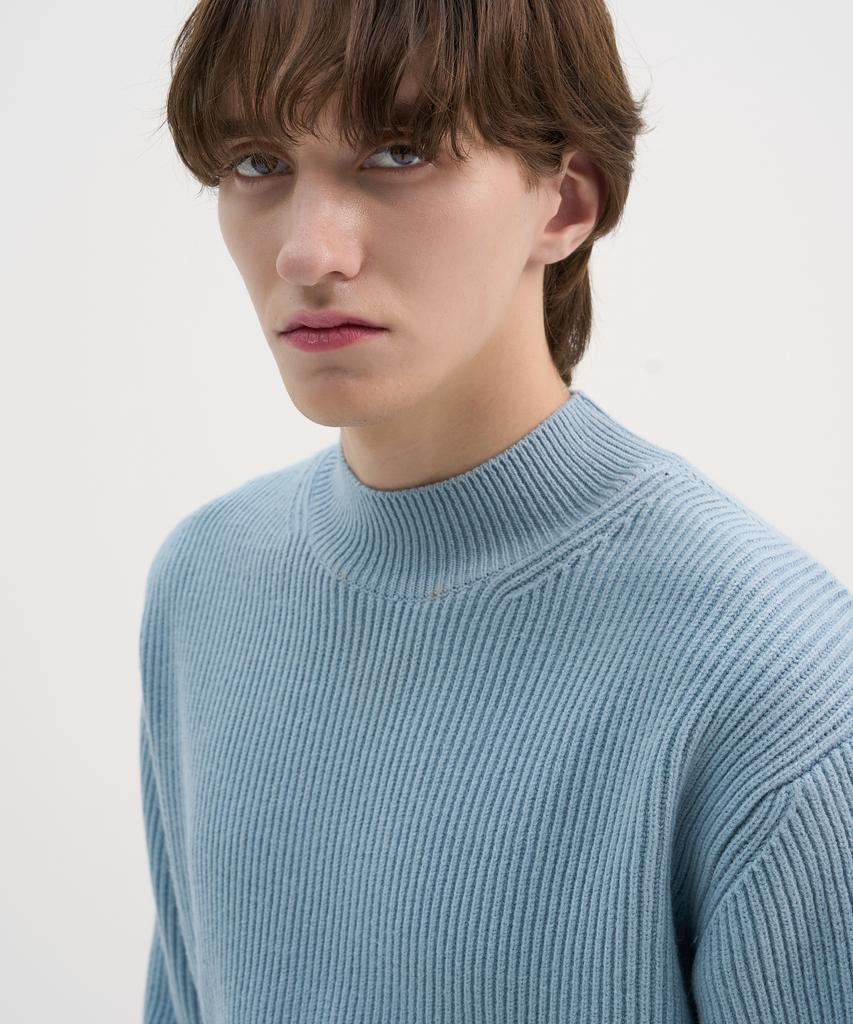 TRIP LE SENS Basic Mock Neck Over Knit (Man)_Blue