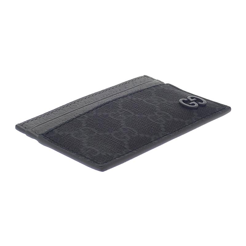 Gucci 768248 FACQC 1048 Card Case Black GG Supreme Canvas Mens