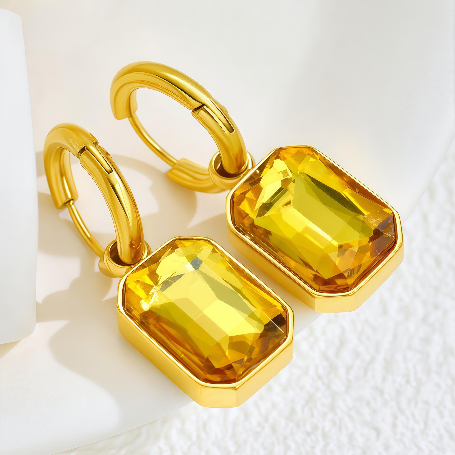 Fashion Stainless Steel Earrings Square Diamond Simple Niche Women s Jewelry Women s Stud Earrings