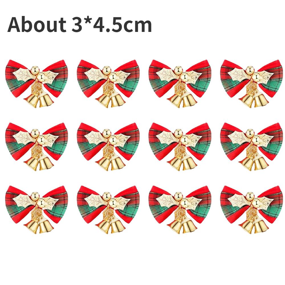 5/1Pcs Christmas Bows with Bells Mini Christmas Bowknot DIY Craft Gift Ornaments Xmas Tree Hanging Decor New Year Home Decor