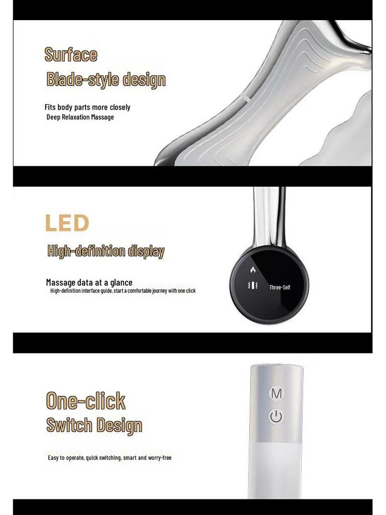 Multi-functional Gua Sha Electric Muscle Massage Gun with EMS Vibration for Fitness and Soreness Relief