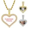Personalized Customized Heart Photo Pendant For Women Tow Size Ice Out Gold Color Hip Hop Rock Fashion Jewelry Dropshipping