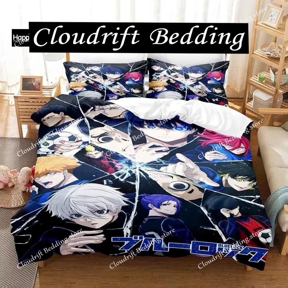 New B-Blue L-Lock Bedding Set Single Twin Full Queen King Size Bed Set Adult Kid Bedroom Duvet Cover Sets 3D Anime Bed Sheet Set