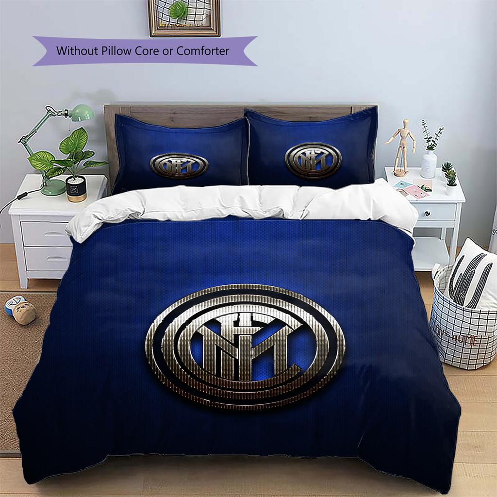 FC Internazionale Milano Vzorované povlečení Domácí dekorace Narozeninový dárek (1 * povlak na přikrývku + 2 * povlak na polštář, bez výplně)