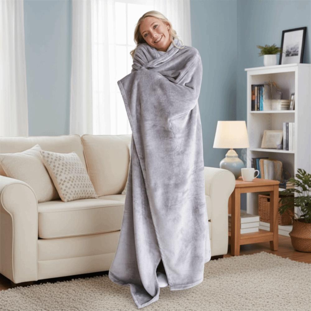 Cloak Flannel Winter Wearable Blanket Warm Thickened Sofa Throw Blanket Soft Cape For Adult