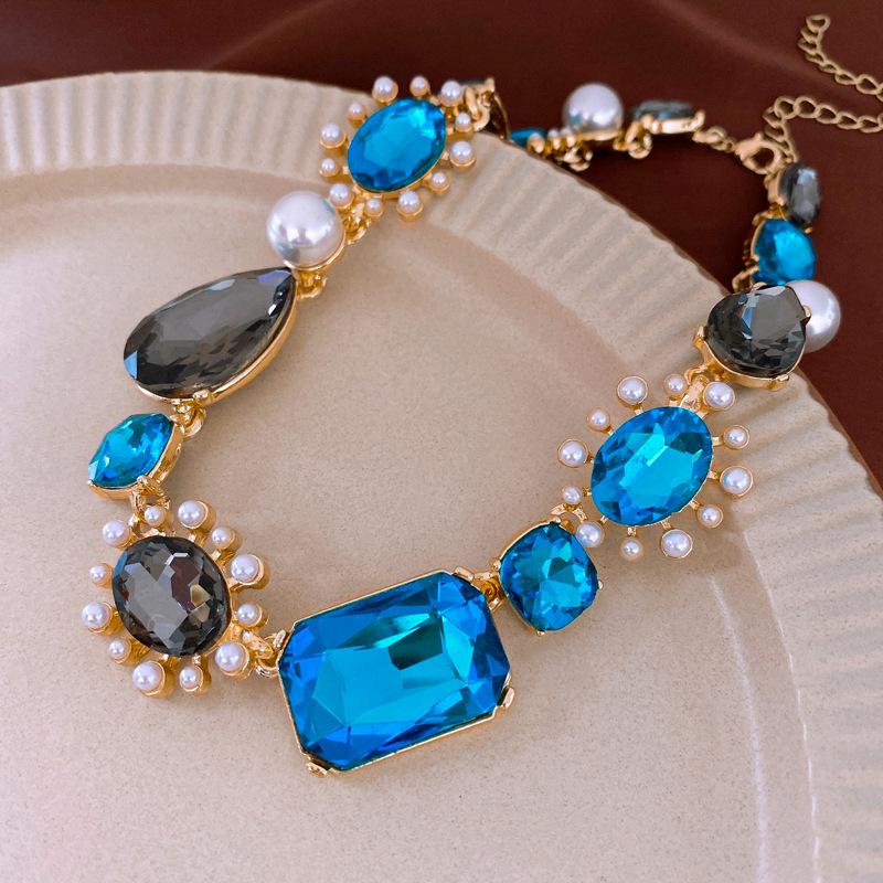 Vintage Rhinestone & Faux Pearl Teardrop Geometric Sterling Earrings - French Court Style for Women