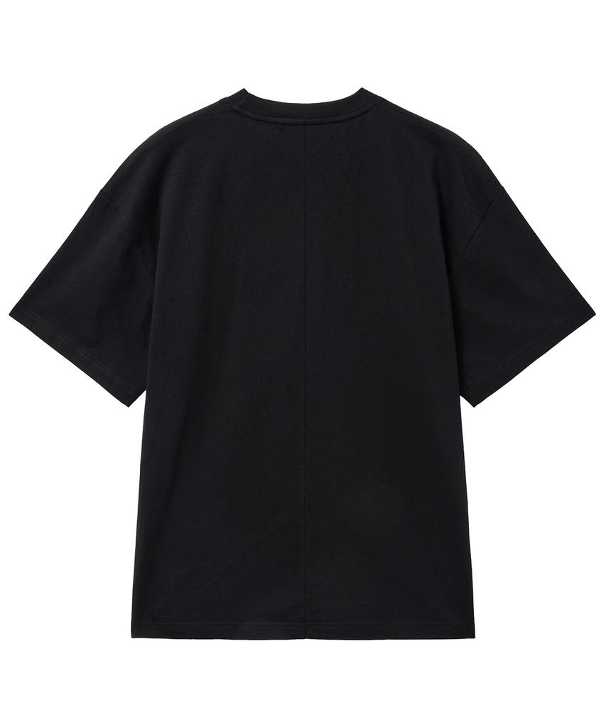 MOZMOZ Oversized Sorona Cooling Functional Back Slit Plain Short Sleeve T-Shirt Black