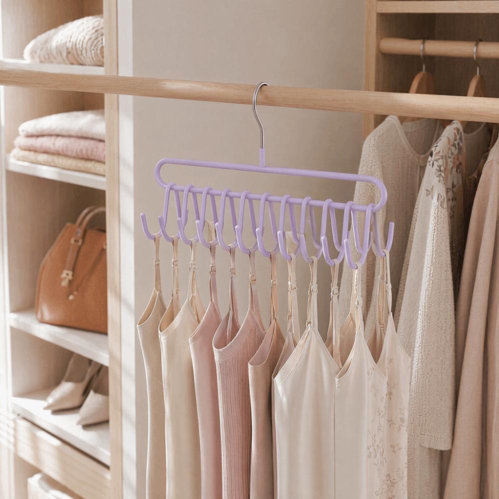 2PCS Practical 20 Hooks Camisole Bra Hook Space Saving Metal Vest Rack Non-slip Clothes Drying Rack Wardrobe Storage